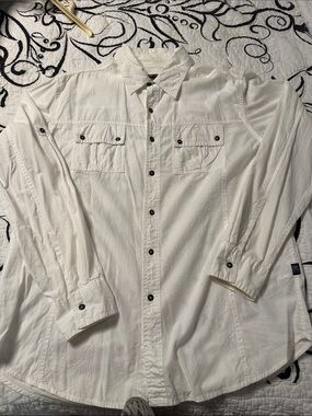 Paper Denim & Cloth White Long Sleeve Casual Button Down Shirt